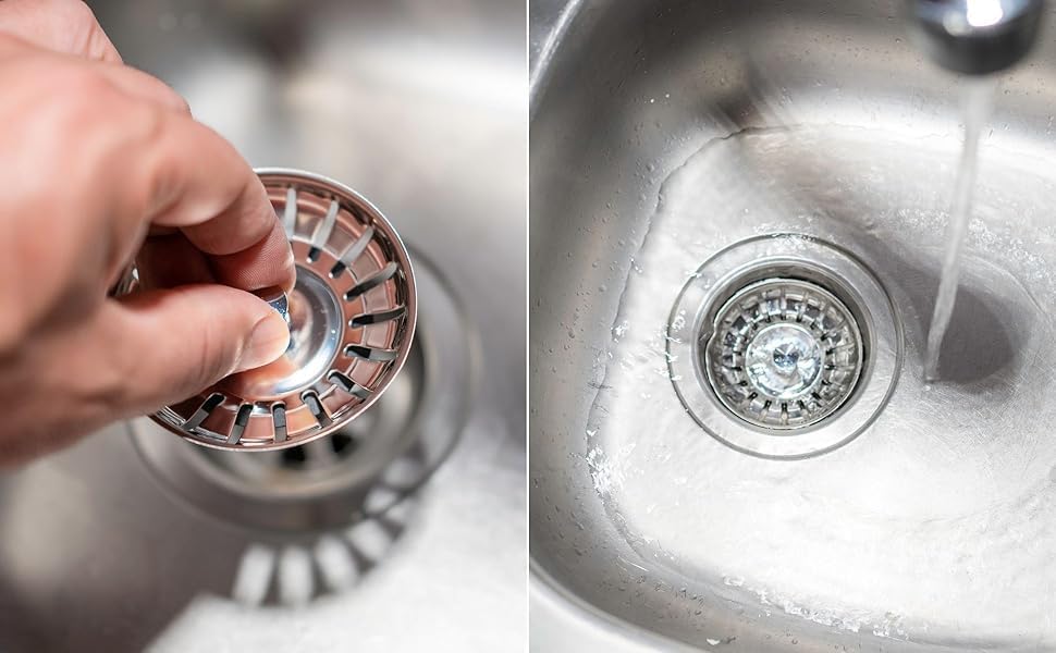 119146 8cm Sink Strainer with Easy Use Pivot 18 Drain Holes Genuine Replacement Stainless Steel - view 6