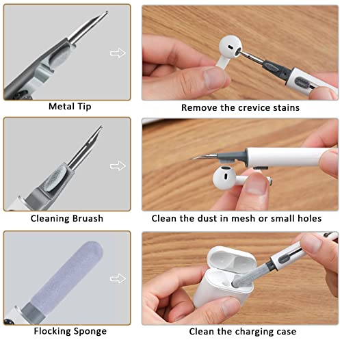Airpod Cleaner Kit, Earbud Cleaning Kit for Airpods Pro 1 2 3,Multi-Function Cleaning Pen with Soft Brush Flocking Sponge, Suitable for Bluetooth Headset, Charging Box, Mobile Phone,Earbud (1Pcs) - view 3
