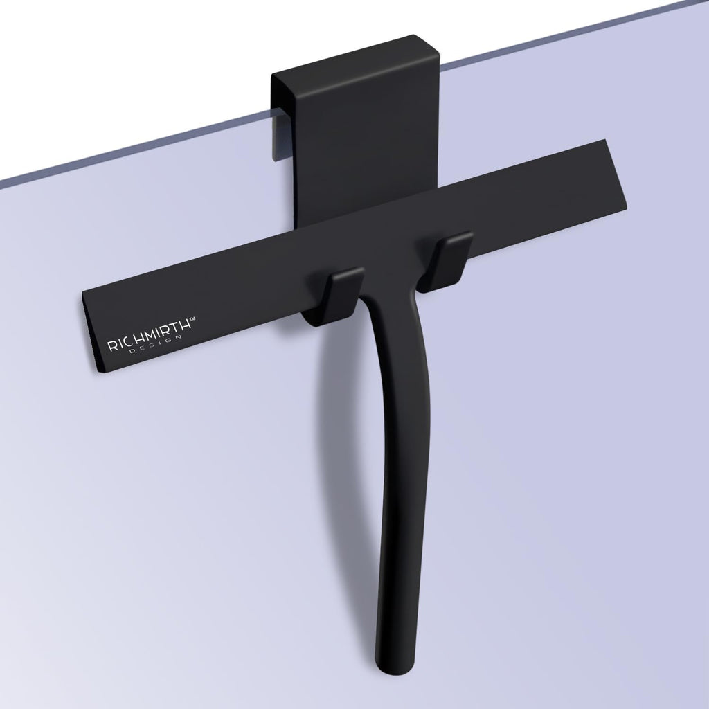 Silicone rubber blade shower squeegee 9" in width window & car squeegee for shower, glass, window (black, 9 inches)