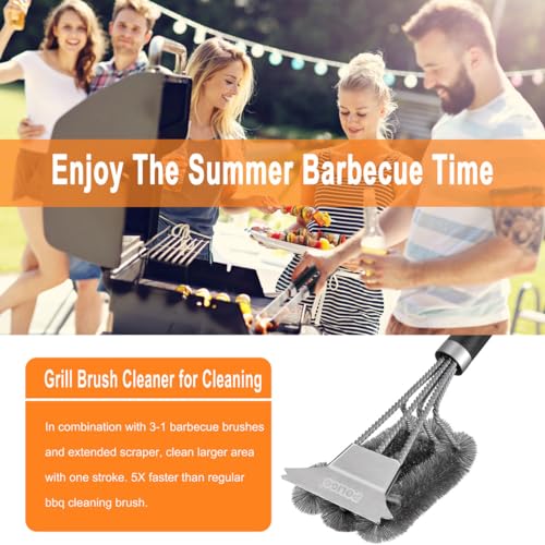 Safe Grill Brush and Scraper with Deluxe Handle - 18" Grill Cleaner Brush Stainless Steel Bristle Grill Brush for Outdoor Grill Wizard Grate - BBQ Brush for Grill Cleaning Ideal Grilling Gifts - view 4