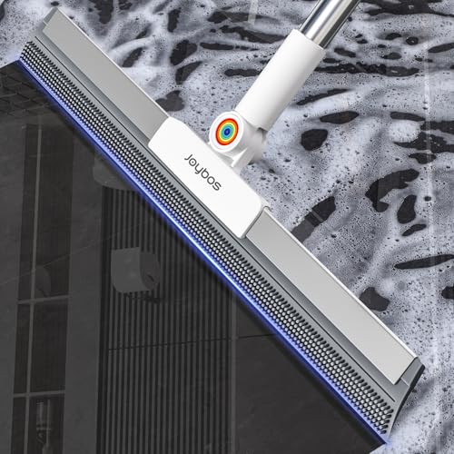 Rubber Squeegee Broom for Floor,Upgrade 62" Long Handle Window Squeegee, 2 Cleaning Cloths, Silicone Pet Hair Remover,Magic Broom Removes Water Spots, Stains, Grease, and Hair from Glass Surfaces.