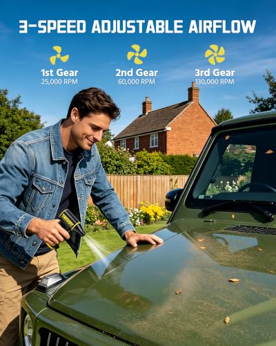 Compressed Air Duster, 110000RPM Ultra-Powerful Electric Air Duster, 3-Speed Cordless Turbo Air Blower, Rechargeable Dust Cleaner for Car Detailing, Keyboard, PC, Home & Outdoor - view 4