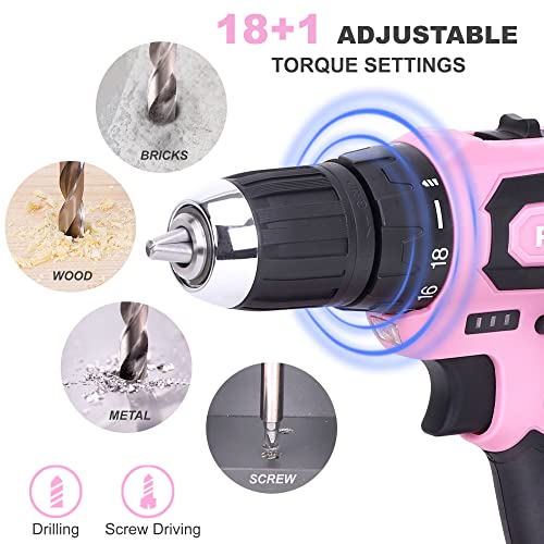 12V Pink Drill Set for Women, Home Tool Set with Bag - view 3