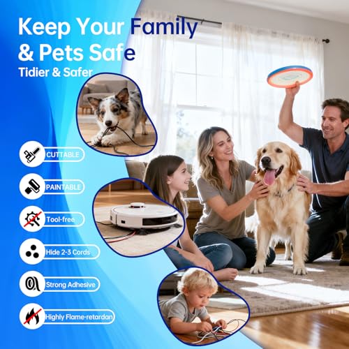Cord Hider Wall, Cord Covers for 2-3 Wires, Easy Set up Cable Hider Wire Covers for Cords on Wall, Self-Adhesive Wire Hiders for TV on Wall, Cable Cover Management Kit, W1.0 H0.53in, White - view 6