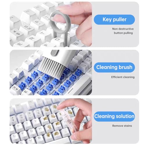 7 in 1 Laptop Cleaning Kit Keyboard Cleaner,Computer Tech Cleaning Brush,Earbuds Camera PC Monitor Screen Cleaner Computer Clean Tools Kit Corner Gap Duster Keycap Puller(Grey) - view 6