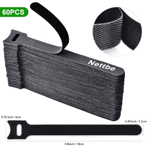 60 PCS 6 Inch Adjustable Cable Ties, Reusable Cord Management Straps - view 2