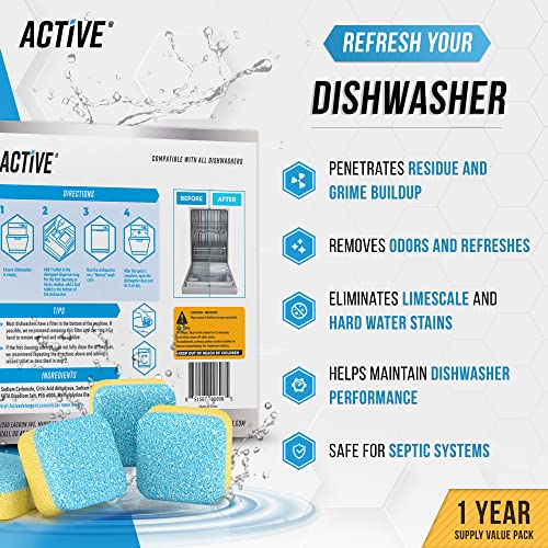 Washing Machine And Dishwasher Cleaning Tablets Bundle - Includes 12 Month Supply Dishwasher Cleaner Deodorizer & Washing Machine Descaler Deep Cleaning Tablets - 48 Tablet Combo - view 3