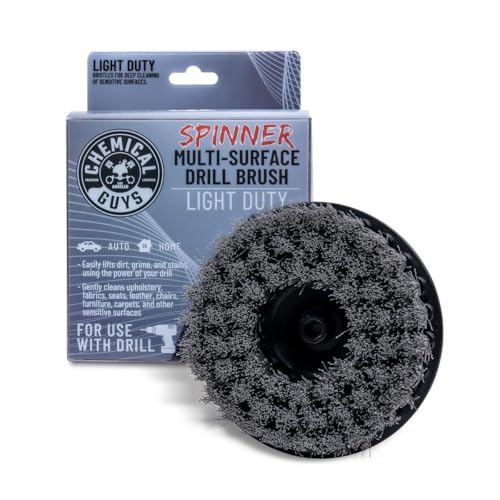 ACC506 Light Duty Spinner Multi-Surface Drill Brush Attachment (Fits Any Standard Drill - Power Scrubber Removes Stains & Gently Cleans Upholstery, Fabric and Carpet), Gray - view 2