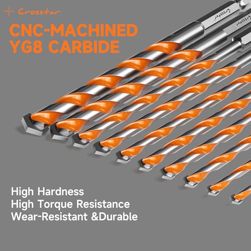 13Pc Concrete Carbide Drill Bits with Dust Bowl Catcher,5/32"-1/2" - view 2