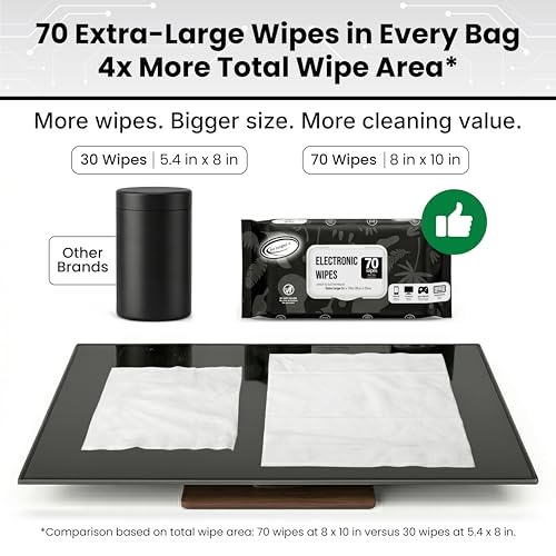 Electronic Wipes Screen Cleaner 70 Count, XL 8x10 Inch - view 3