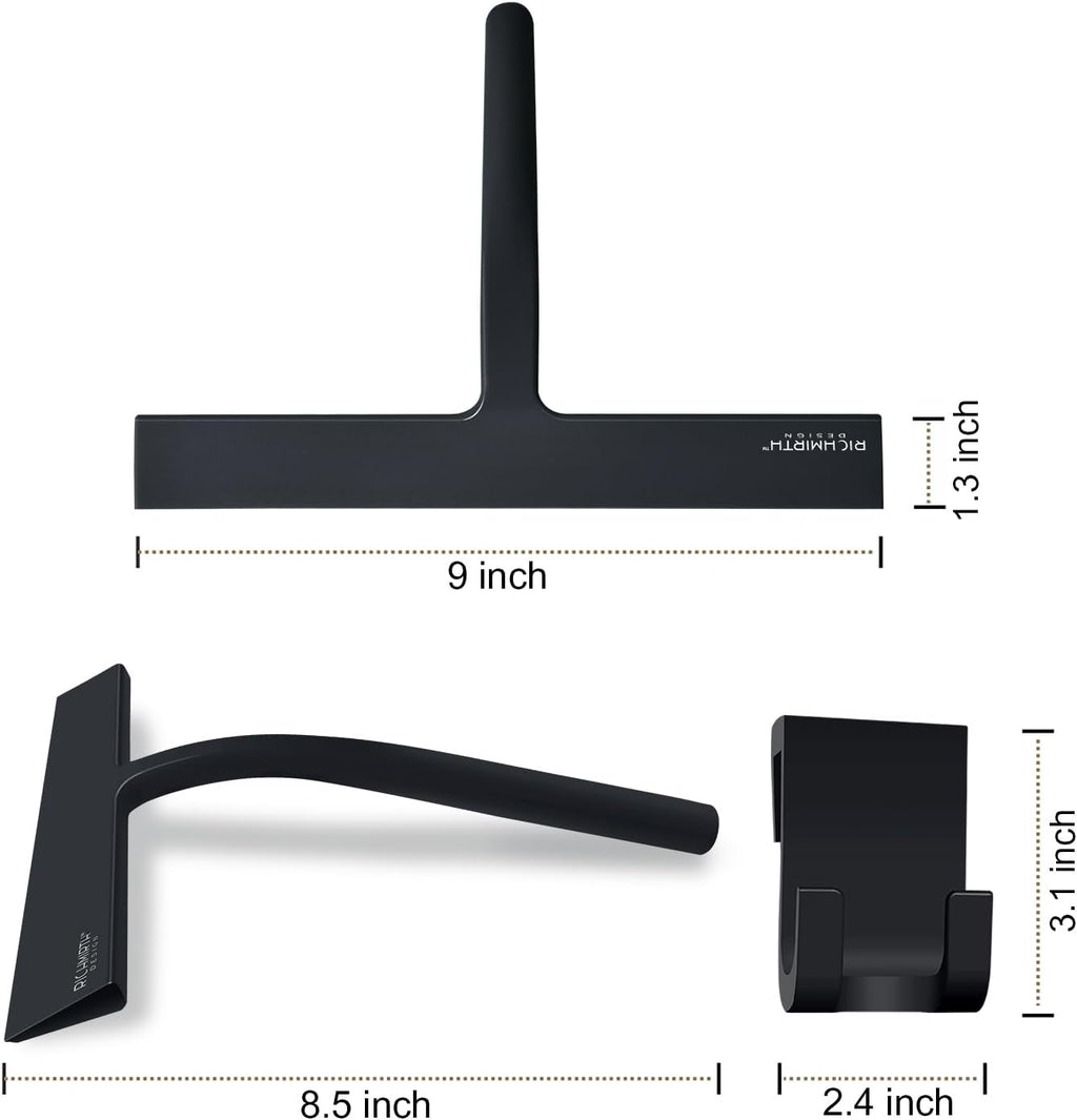 Silicone rubber blade shower squeegee 9" in width window & car squeegee for shower, glass, window (black, 9 inches) - view 2
