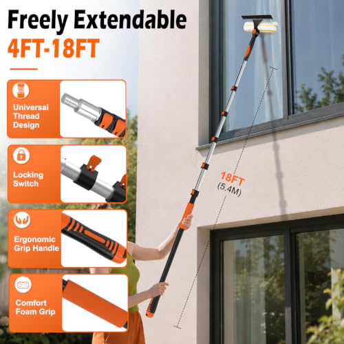 2-in-1 Window Squeegee, 18FT Window Cleaner Tool with 14" Head - view 3