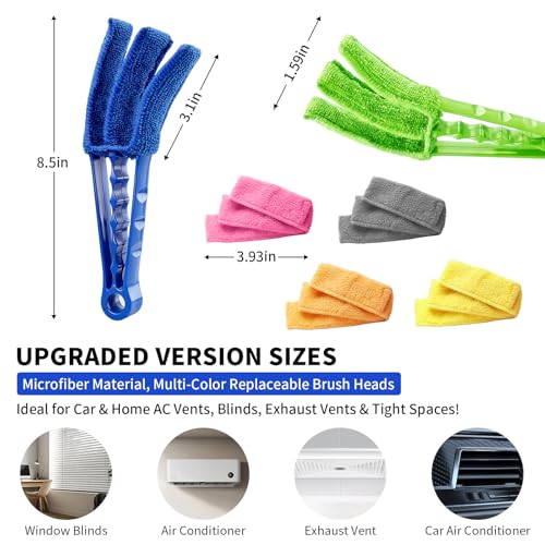 2 Pack Window Blind Cleaner Duster Brush with 6 Reusable Microfiber Sleeves - view 2