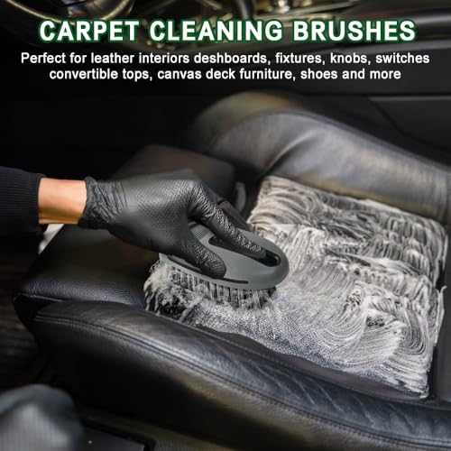 Carpet and Upholstery Cleaning Brush, Stiff Bristle Carpet Detailing Scrubber Brush, Multi-Functional Car Detailing Scrub Brushes, Cleaning Brushes for Car and Home Couch Floor Mats (Gray) - view 3