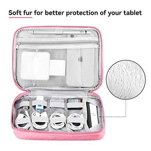 Cable Organizer Bag Travel Case for Electronics (Large, Dark Pink) - view 3