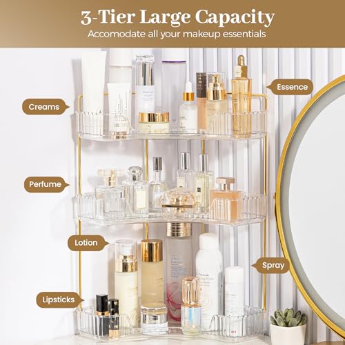 Corner Bathroom Organizer, 3 Tier Clear Makeup Shelf - view 3