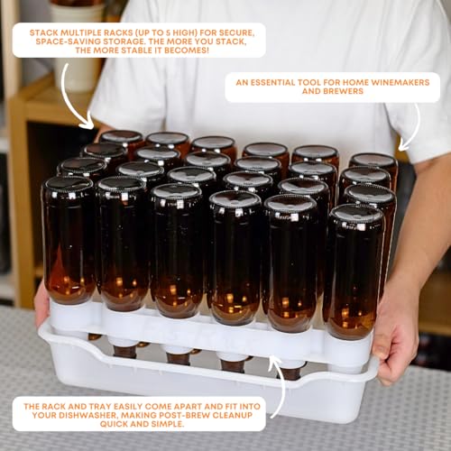 24-Bottle Wine Bottle Drying Rack | Stackable | White - Tray not included - view 7