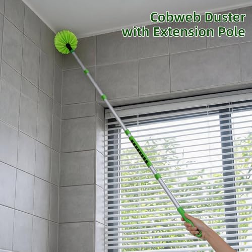 Ceiling Fan Cleaner Cobweb Duster with 6Ft/72'' Extension Pole High Ceiling Fan Blade Cleaning Tool Microfiber Duster Reusable Pads for Cleaning Ceiling Fan, Spider Web, Baseboard, Blind - view 4