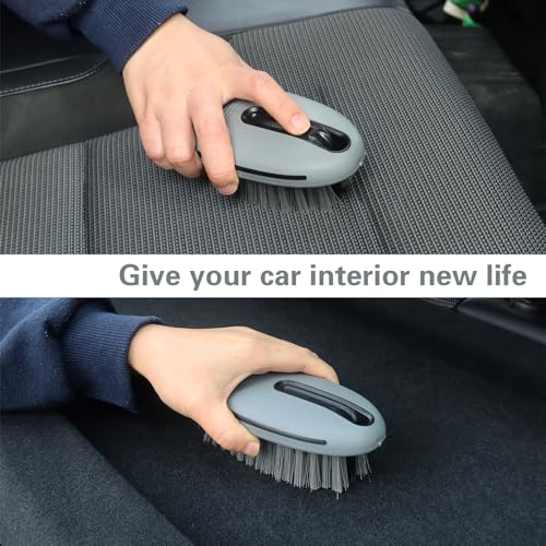 Carpet and Upholstery Cleaning Brush,Carpet Scrubber Stiff Bristle Detailing Scrub Brushes,Interior Leather Brush for Car and Home (Gray) - view 4