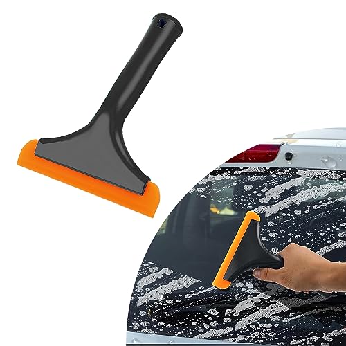 Small Silicone Window Squeegee, Car Windshield Water Blade Squeegee, Multifunctional Auto Squeegee with 5.9 Inch Blade and Non-Slip Handle for Car Window, Mirror, Home Cleaning (Black)