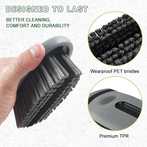 Carpet and Upholstery Cleaning Brush, Stiff Bristle Carpet Detailing Scrubber Brush, Multi-Functional Car Detailing Scrub Brushes, Cleaning Brushes for Car and Home Couch Floor Mats (Gray) - view 4