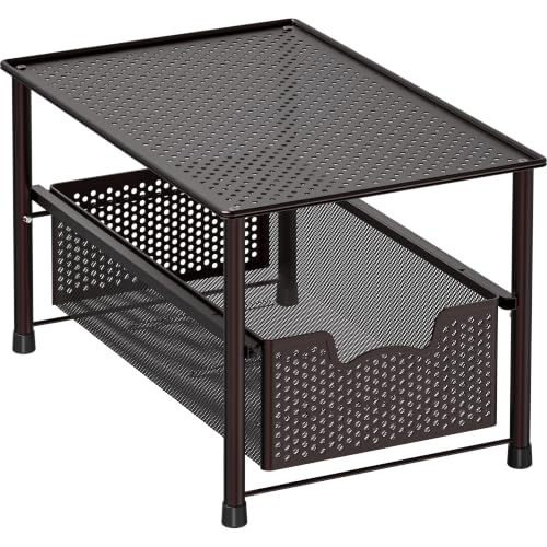 Stackable Under Sink Sliding Basket Drawer, Brown