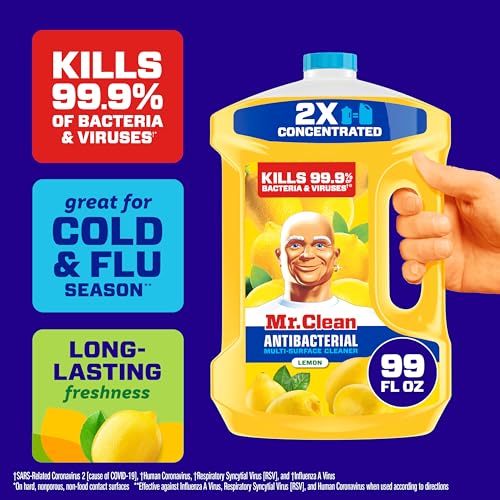 Antibacterial All Purpose Cleaner, Floor Cleaner for Mopping Home, Bathroom, & Kitchen, Cleaning Liquid for Mop & Bucket, Cleaning Supplies, Multi-Surface Dilutable, Lemon, 99oz - view 2