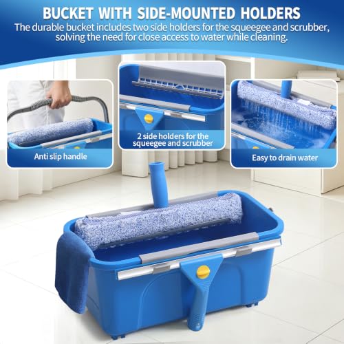 11PCS Window Cleaning Kit Washing Tool, Bucket 3 Gallon, 76 inch Long Handle Window Squeegee and Microfiber Scrubber,Equipped with Replaceable Squeegee and Scrubber for Home Business Use - view 2