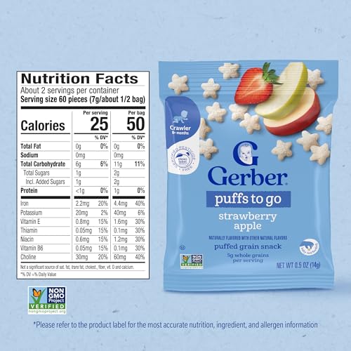 Stage 3 Strawberry Apple Puffs Baby Snack, 0.5 Oz, 12 Pack - view 2