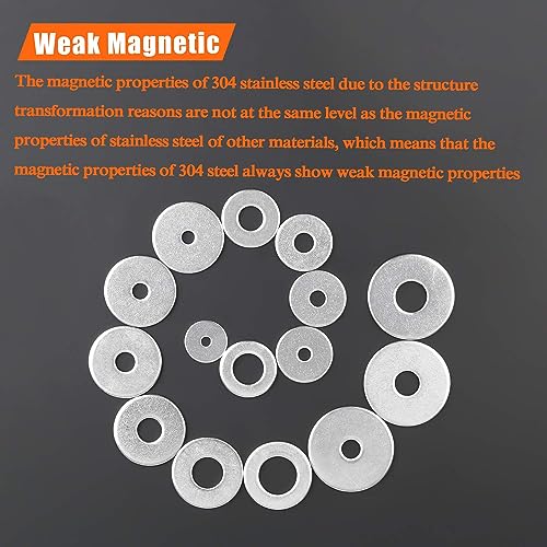 50 Pieces #10 Stainless Flat Washers, 1" Outside Diameter, 0.055" Thickness, 18-8 (304) Stainless Steel Washers, Metal Washers, Flat Washers for Bolts Screws - view 4