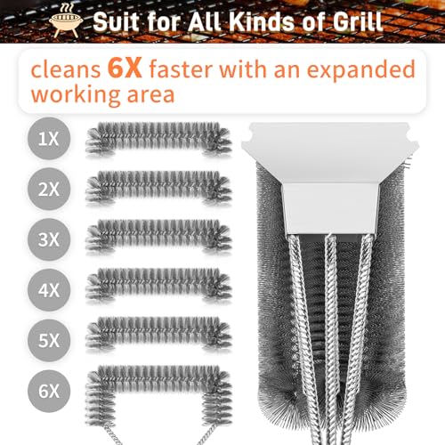 Grill Brush and Scraper-18 Adjustable Handle Safe BBQ Grill Brush for Outdoor Grill-Deep BBQ Clearning Brush wih Bottle Operner Extra Strong Grill Cleaner Accessories for Gas/Charcoal Grilling Grates - view 5