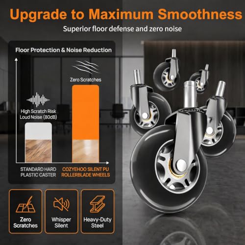 3 Inch Office Chair Wheels Replacement, Heavy Duty, Universal Fit (Black) - view 4