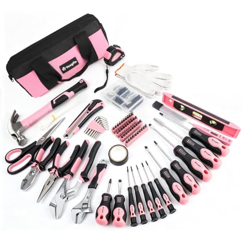 218-Piece Pink Home Tool Kit with Storage Bag for DIY