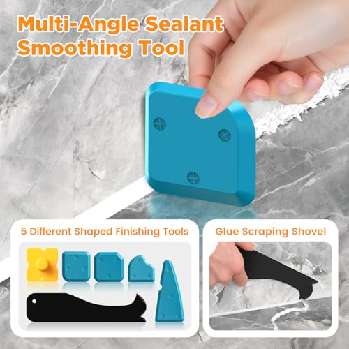 6 in 1 Silicone Caulking Tool Kit, Caulk Grout Remover Tool (Orange) - view 7