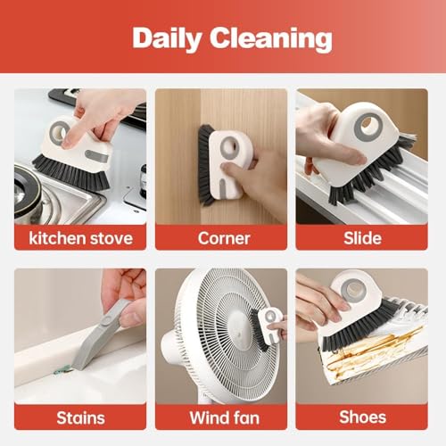 2 in 1 Groove Cleaning Brush Window Track Cleaning Tools, 2025 New Hard Bristle Crevice Cleaning Brush with Hidden Scraperfor Sliding Door Track, Window Sill, Shutter Door (Grey,1pcs) - view 2