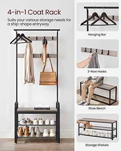 Coat Rack, Hall Tree with Shoe Bench, 4-in-1, 9 Removable Hooks - view 3