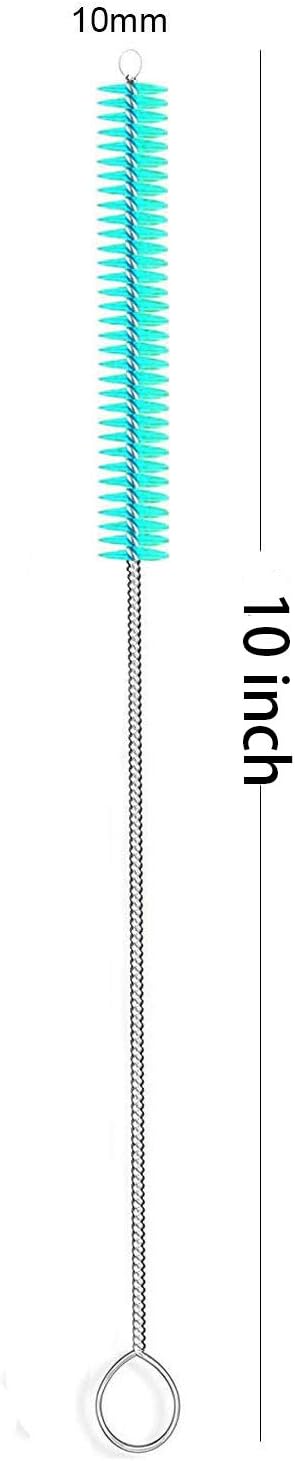 Long straw brush cleaner (10 pack), flexible nylon tube cleaning brushes with 0.4" bristles, rust-proof stainless steel wire washer for reusable tumblers, sports bottles & pipes (10 inch) - view 2