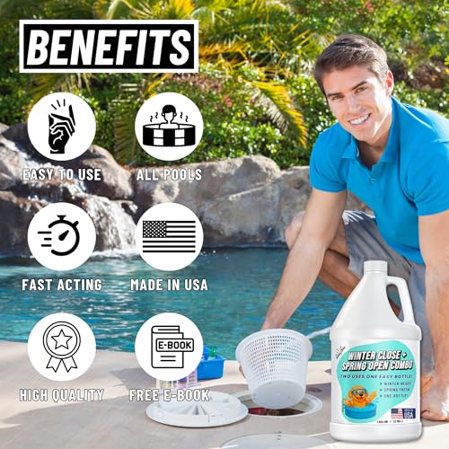 Pool Closing Kit – Winterizing Formula for Above-Ground & In-Ground Pools | Liquid All-in-One Treatment + Spring Opening Support (1 Gallon), Winterizing Kit, Pool Start-Up, Pool Chemicals - view 4