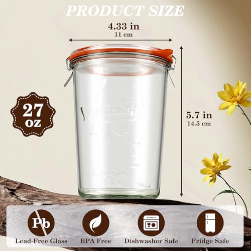 Sourdough Starter Jars 27 oz 2 Pack, Canning Jars with Glass & Plastic Lids - view 6