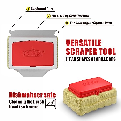 Grill Brush Bristle Free, Replaceable BBQ Cleaning Pad (No Handle), Safe Replacement Cleaning Pad/Head for Cast Iron/Stainless Steel Grates - Red - view 6
