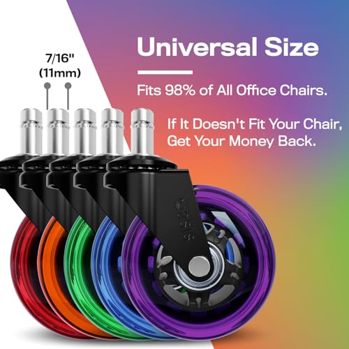 Original Office Chair Wheels (As Seen On PBS), Rainbow - view 4