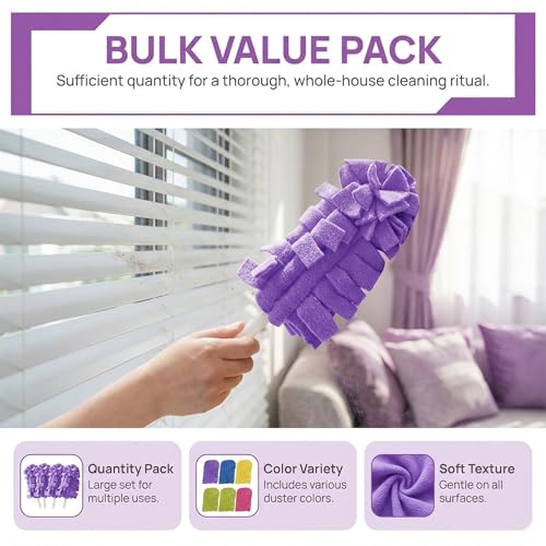 Reusable Duster Refills, 360° Thick Velvet Electrostatic Pads, Washable & Waterproof, 5-Pack (5 Colors), for Blinds, Furniture, Ceiling Fans, Car & Kitchen (Includes 1 Handle) - view 5