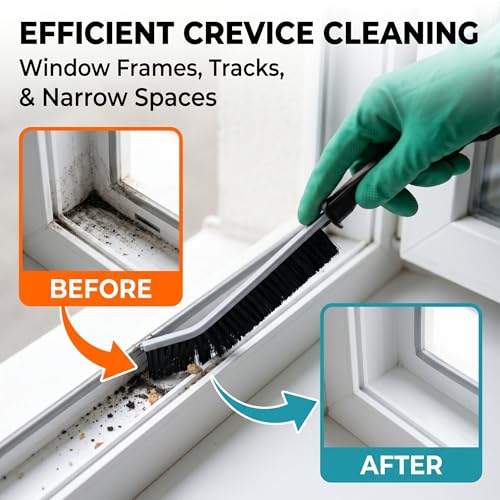 4 Pack Crevice Cleaning Brushes Hard Bristled Grout Brush Tool For Scrub Small Spaces Kitchen Toilet Bathroom Corner Sink Window Tracks Hinges Tile Multifunctional Gap Scrubbers Deep Clean Tools Black - view 7