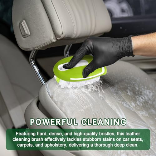 Carpet and Upholstery Cleaning Brush, Stiff Bristle Carpet Detailing Scrubber Brush, Multi-Functional Car Detailing Scrub Brushes, Cleaning Brushes for Car and Home Couch Floor Mats (Green) - view 7