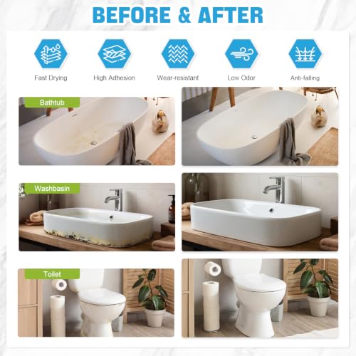 Tub and Tile Paint, 17.6oz White Tub and Tile Refinishing Kit with Hardener, Quick-Dry, Low Odor Bathtub Paint for Bathroom, Kitchen, Tile and Bathtub, 25-30sq.ft - view 3