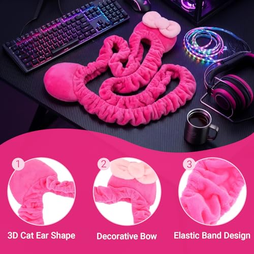 Cat Ear Monitor Cover 20-29in, Dust Proof Screen Protector for PC, Hot Pink - view 2