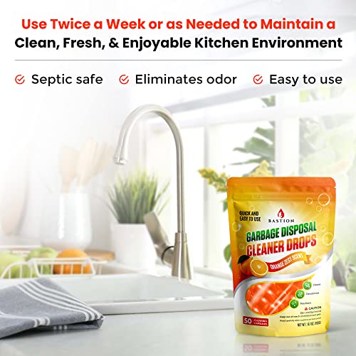Garbage Disposal Cleaner and Deodorizer Drops- [[50-Count]] Orange Zest Scented Kitchen Sink Freshener Pods & Drain Odor Eliminator Disposer Care Balls - view 4