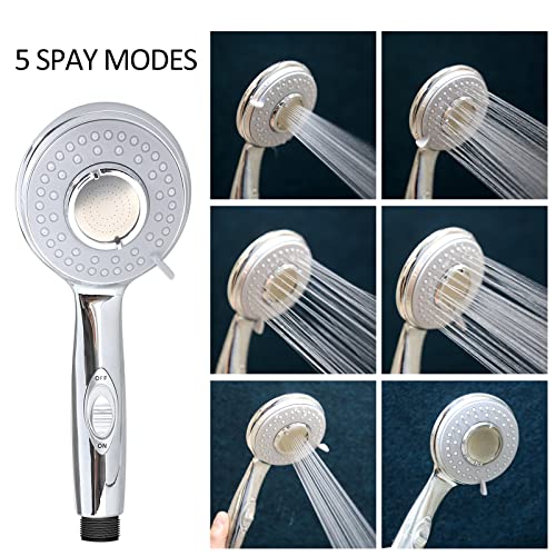 RV Shower Head with Hose and on off switch - High pressure shower head replacement for Bath room、RV、Motor home、Boat、Travel Trailer and Camper - with Stainless Steel 60'' Hose and bracket - view 4