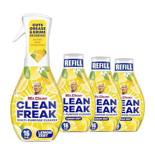 Clean Freak Multi Surface Cleaning Spray, Deep Cleaning Mist Starter Kit and Refill Bundle, Lemon Zest Scent, 64 fl oz