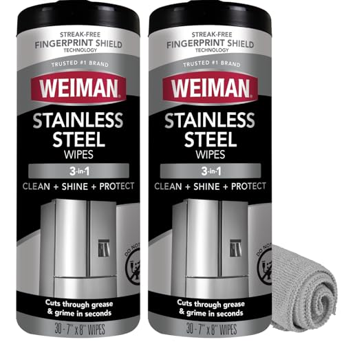 Stainless Steel Cleaner & Polish Kit, 2 Wipes & Cloth